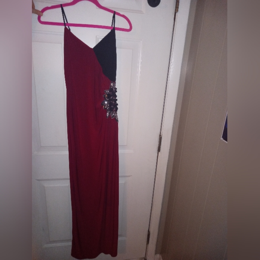 Danesi Large Burgundy/ Black Gown Dress with Sequins and Black roses